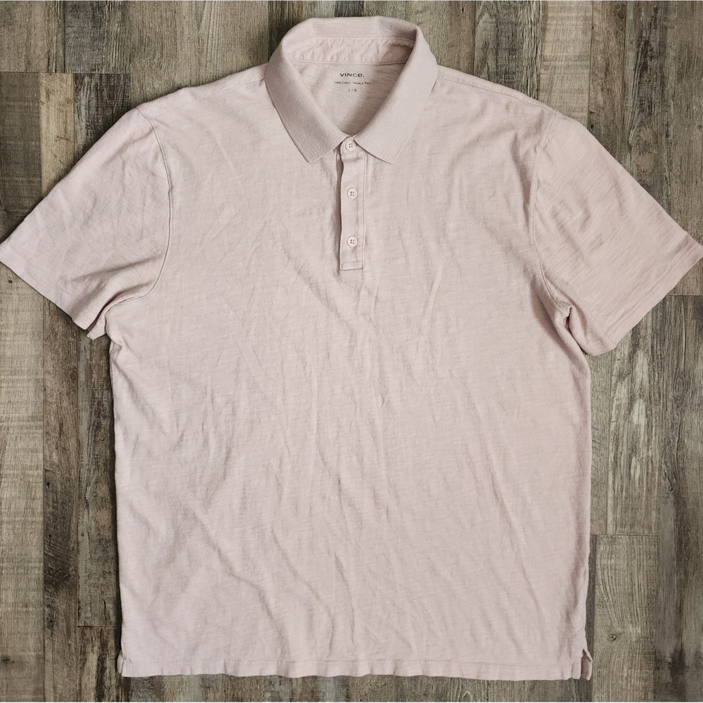 Vince Polo Shirt Mens L Purple Lavender Slub Cotton Short Sleeve Casual Classic